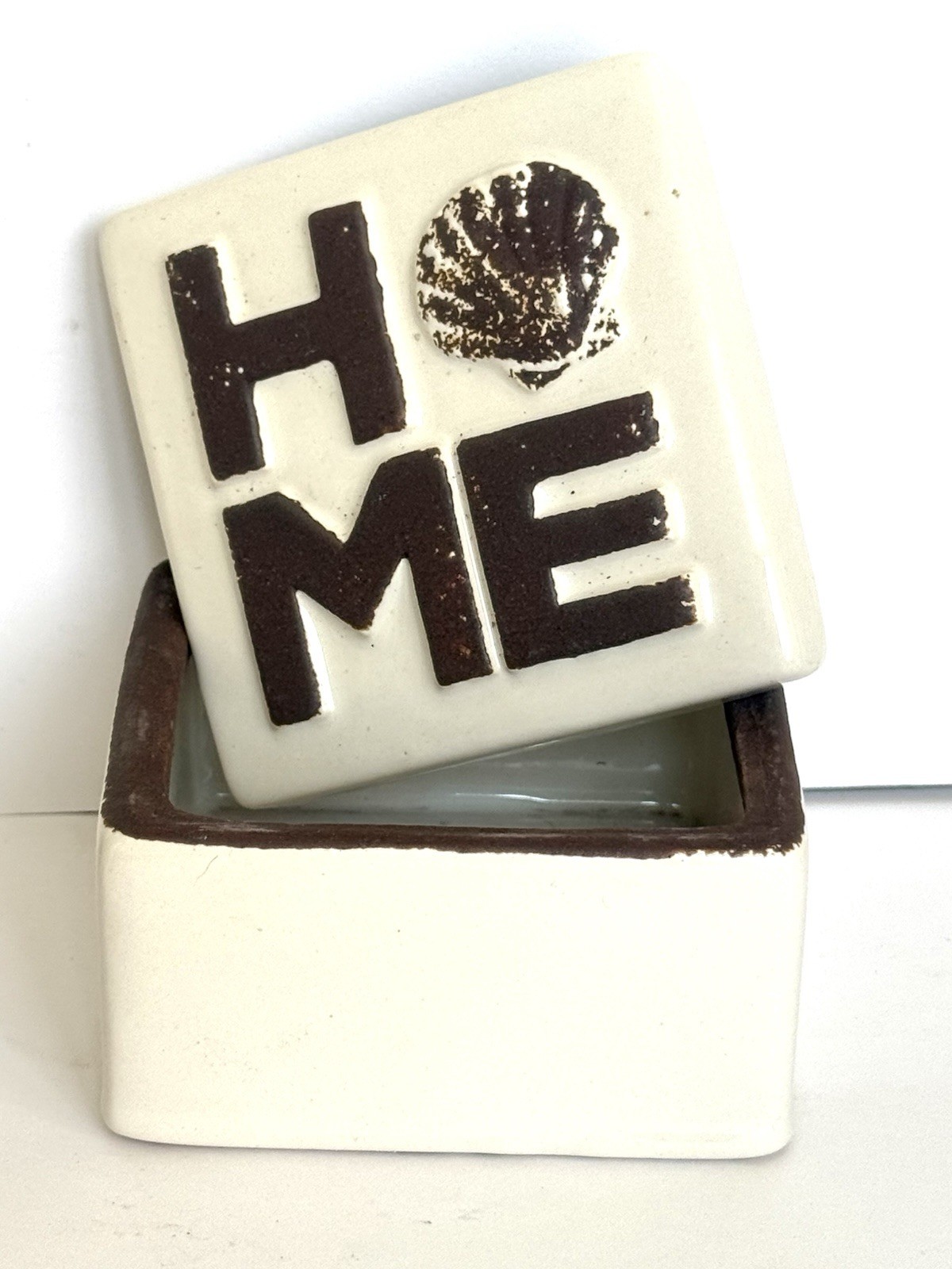 2 Coastal Home Decors- Holder & Box Ceramic Rustic White