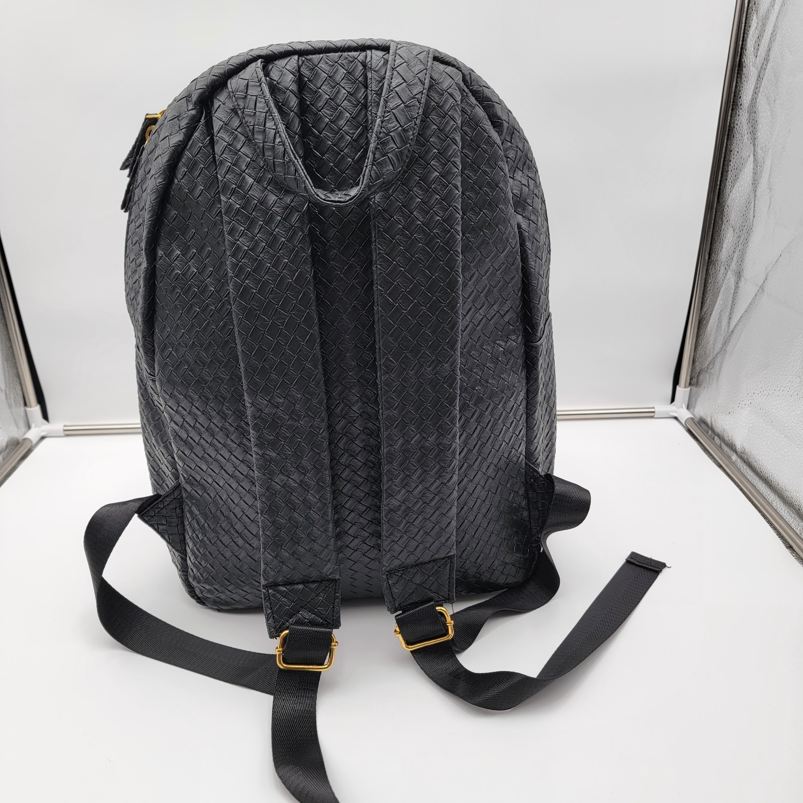 Capital Gains Black Woven Backpack + Strapback Hat Bundle NWT Gold Logo