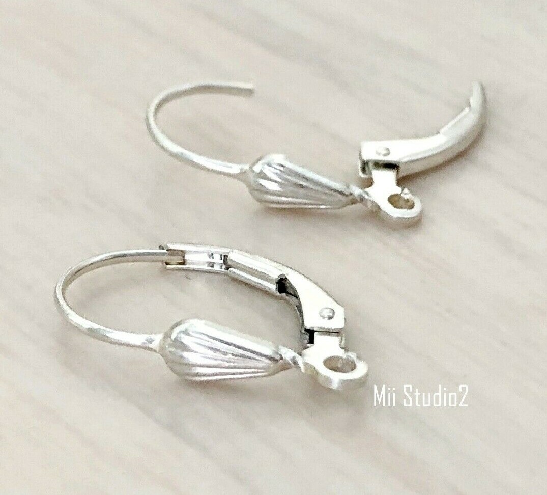 10pcs 925 Sterling Silver Sea Shell leverback earring wire lever back E09s