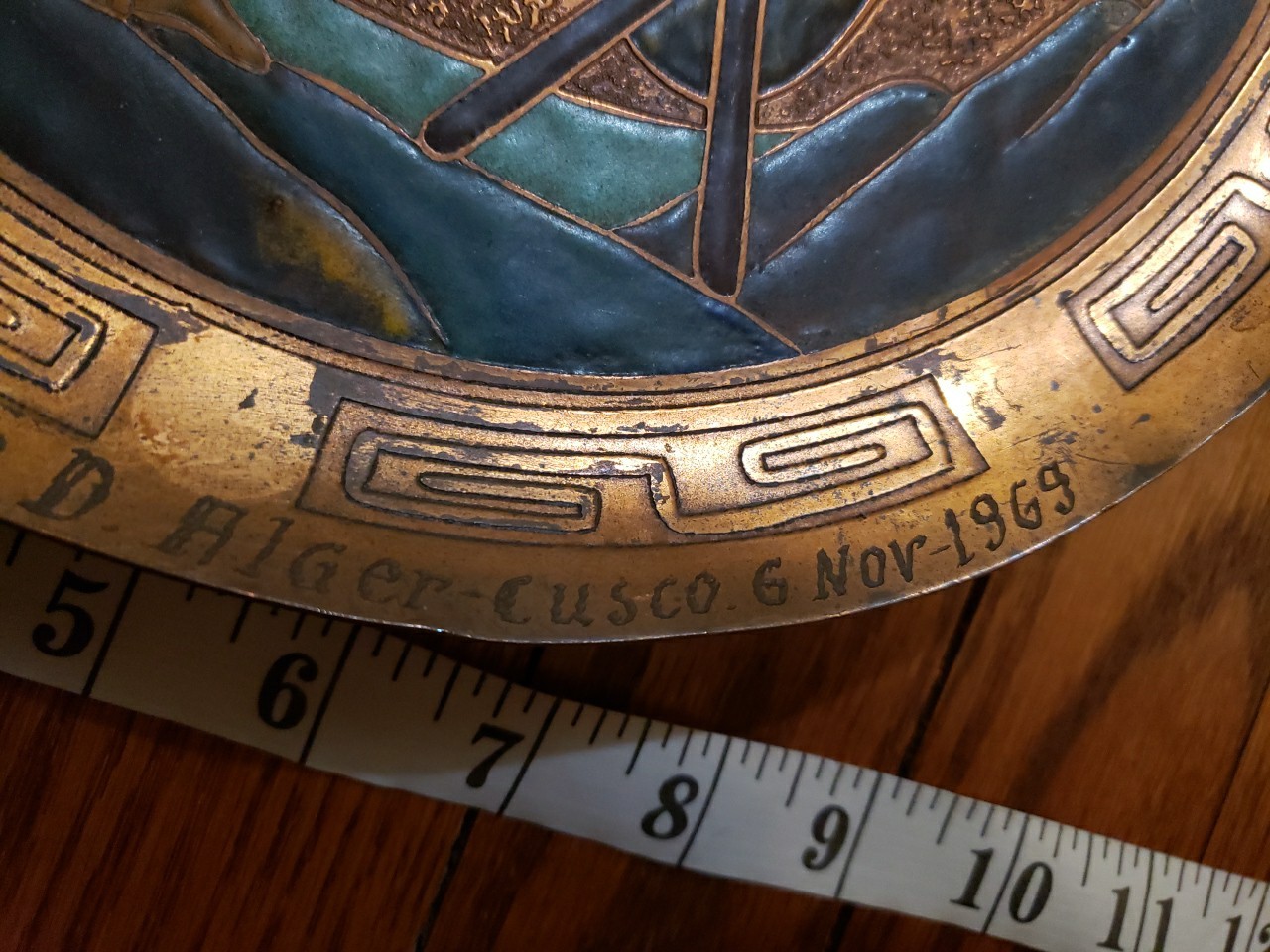 Vintage Copper Brass Wall Plate Artisan Made Art
