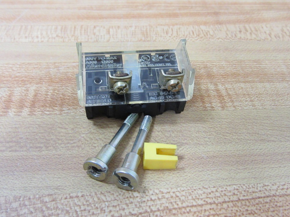 Allen Bradley 800T-XD1 Contact Block 800TXD1 w/Clip & Hardware