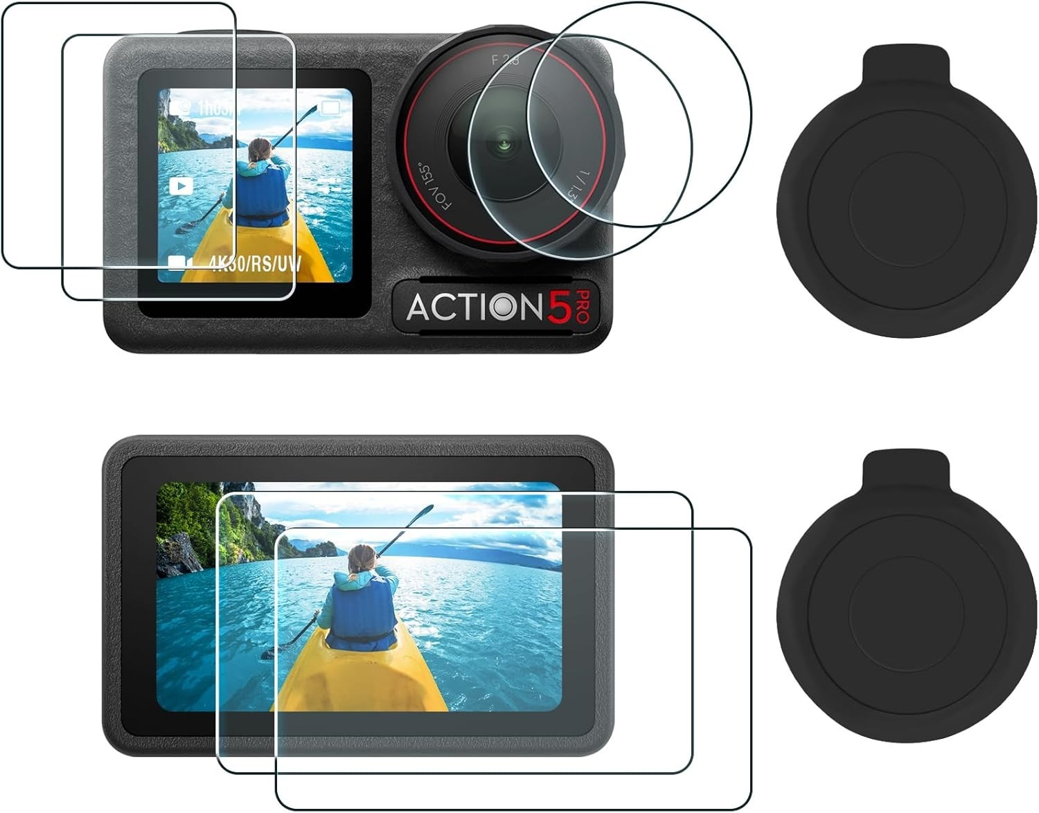Complete Protection Set for DJI Osmo Action 5 Pro - 2 Tempered Glass Protectors