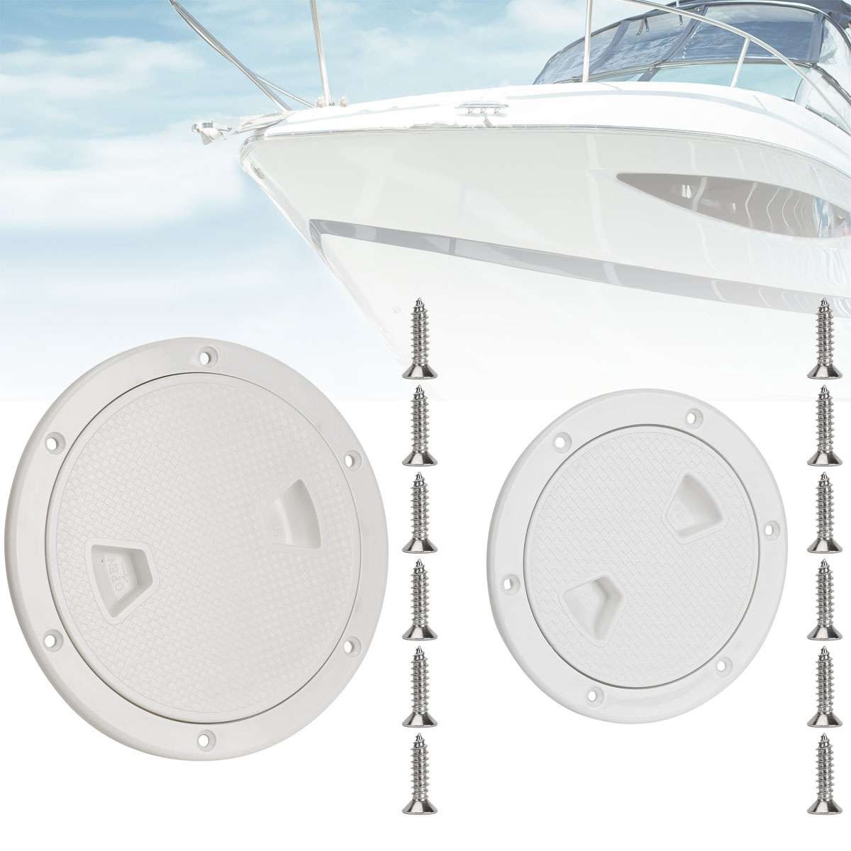 4/6 In Marine Boat Hatch White Round Non Slip Inspection Hatch Detachable Cover