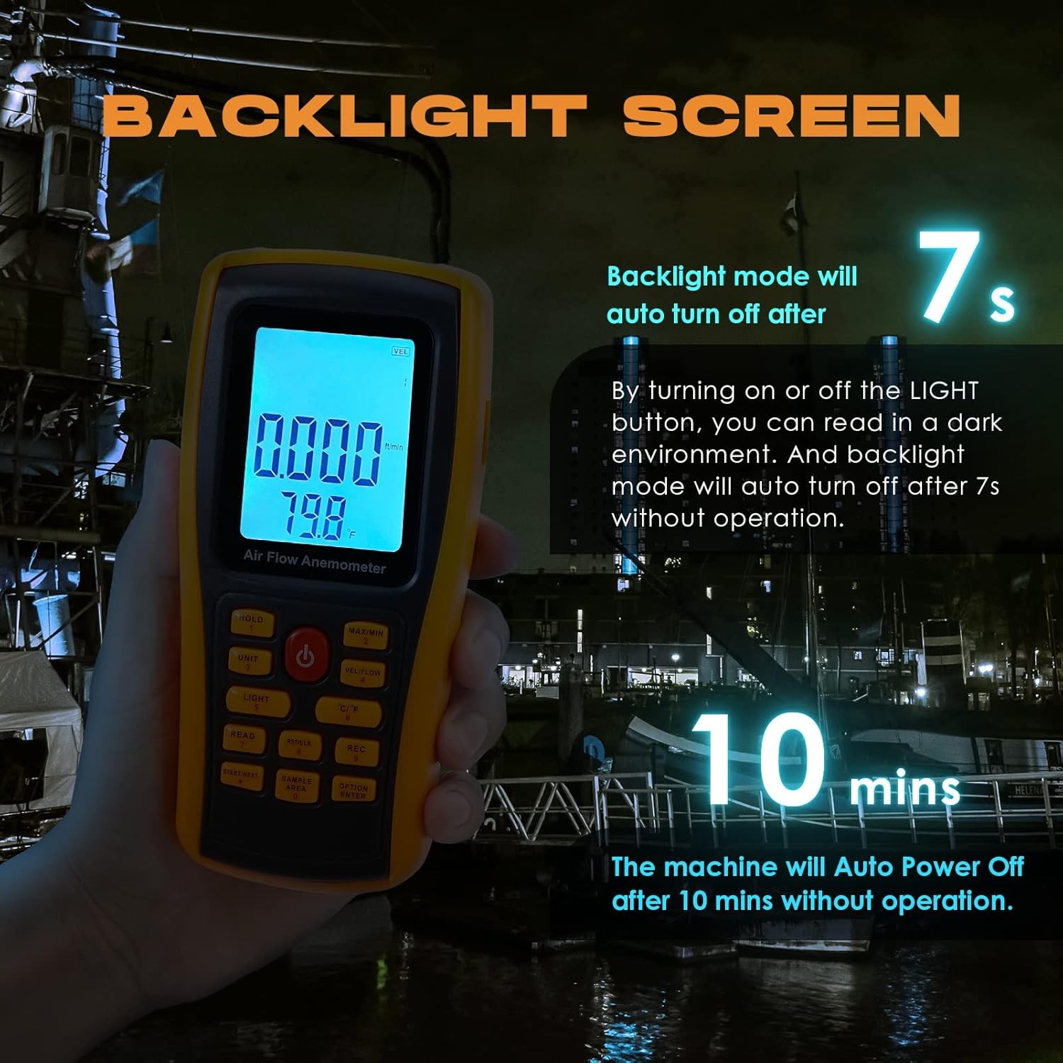 Wind Speed Air Flow Velocity Meter Backlight