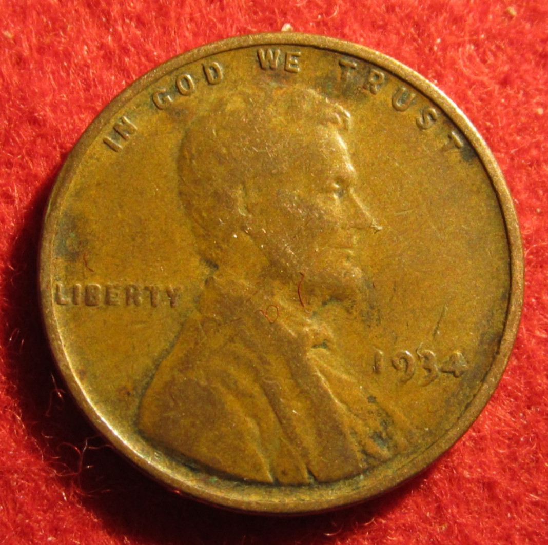 1934 (P) Lincoln Wheat Cent/Penny - F Fine to VF Very Fine - Actual Coin B1920