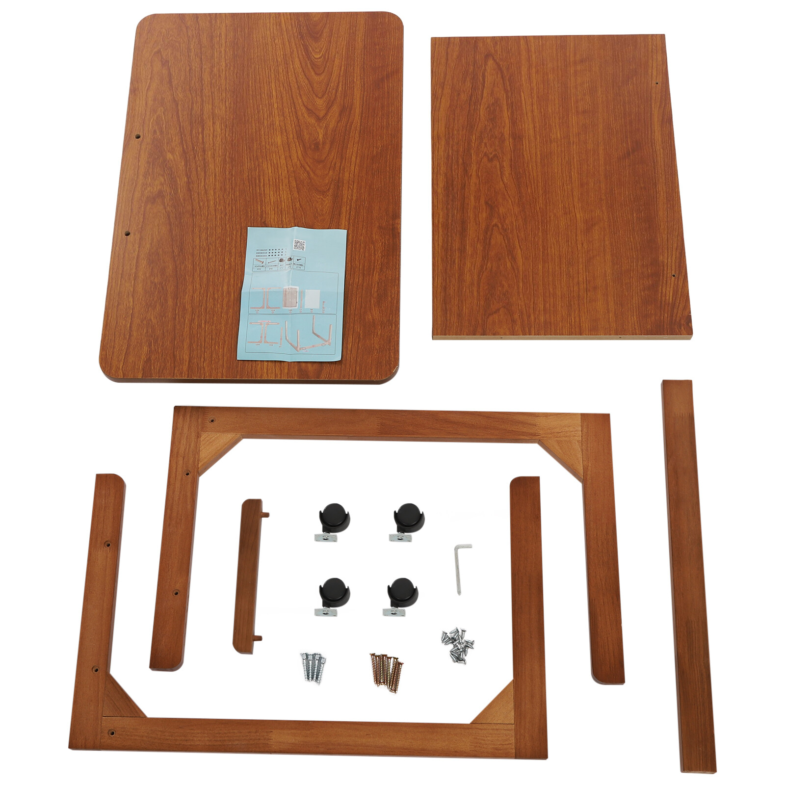 C-Shaped End Table with 4 Wheels, Adjustable Height, Modern Design
