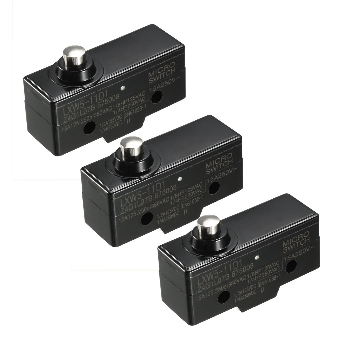 3Pcs LXW5-11D1 Short Reed Snap Button Lever Type Micro Limit Switches