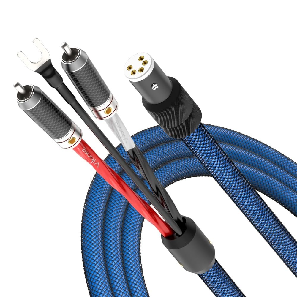 LC800 Tonearm Cable (5N OFC Silver Plated) 5 Pin DIN to 2RCAs Phono Wire Turn...