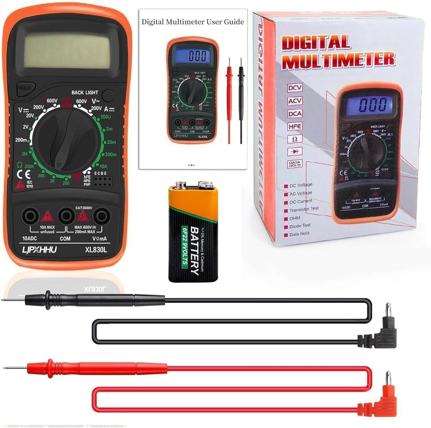 Compact Digital Multimeter - 2000 Counts with Backlit LCD & Safety Features
