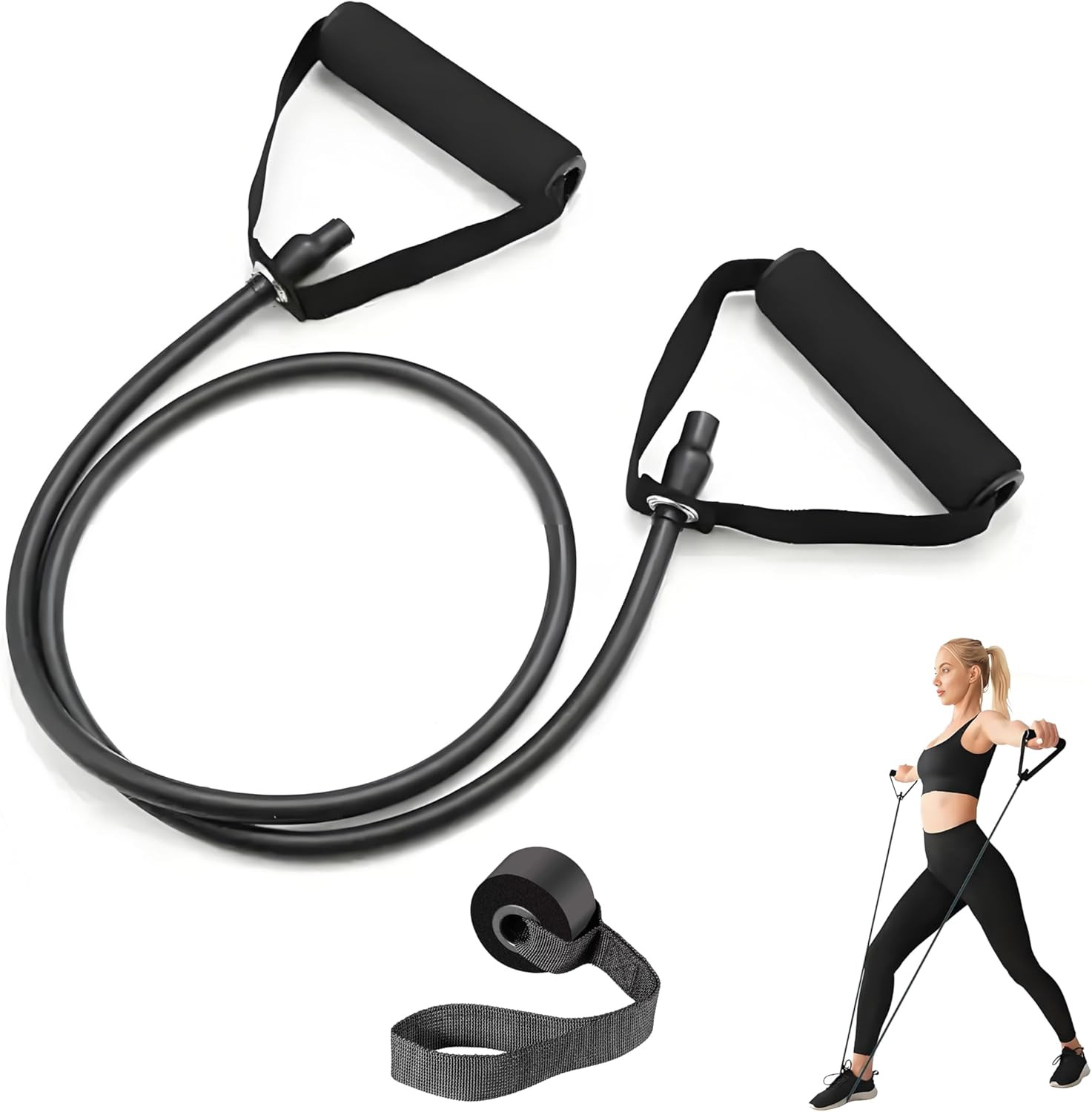 Premium Exercise Bands Resistance Bands Set with Handles & Door Anchor - Perfect