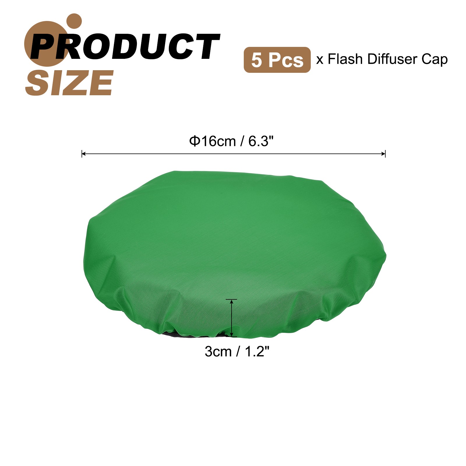 5pcs 6.3" x 6.3" Soft Mini Flash Bounce Diffuser Cap, for Flashlight, Green