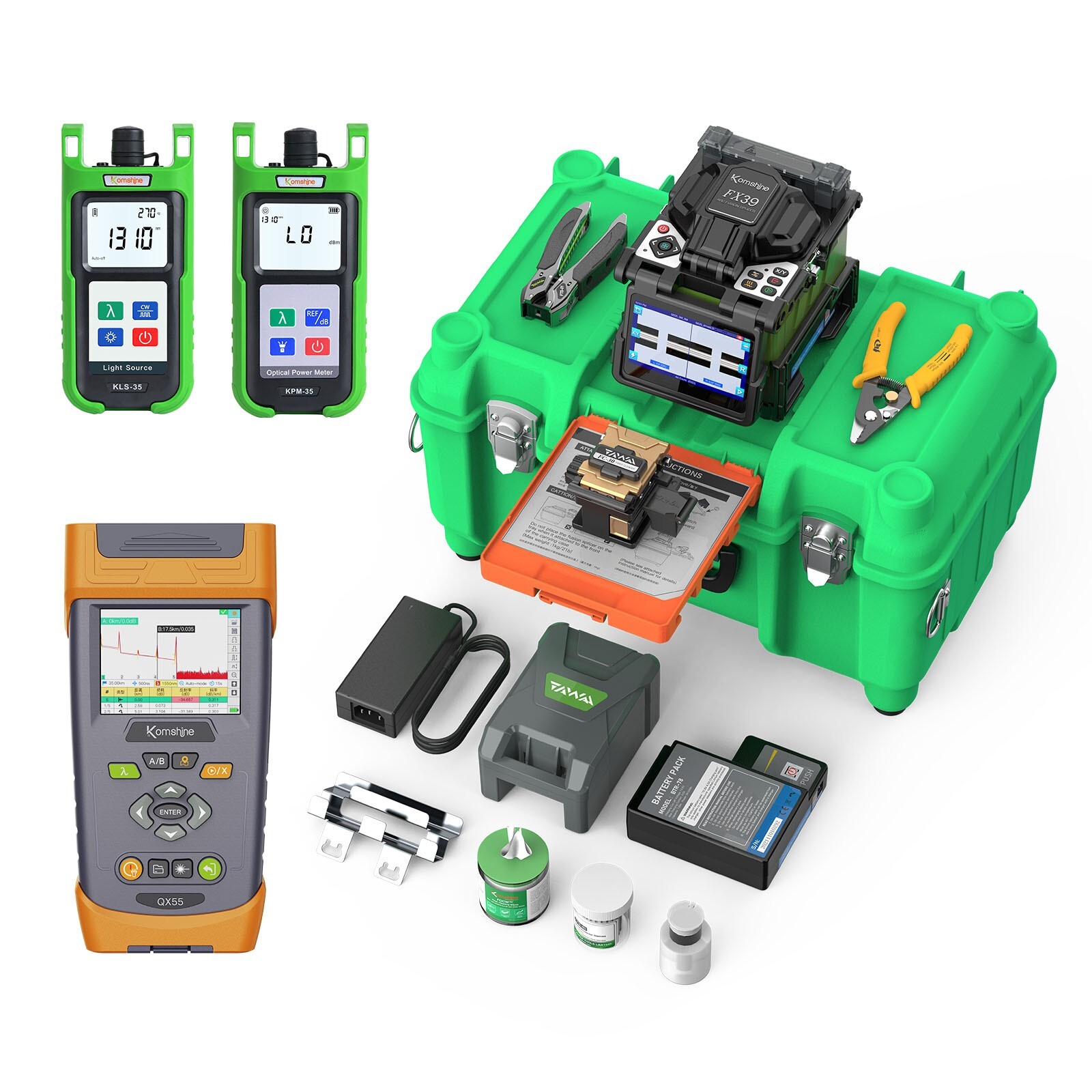 FTTH Fiber Optic Tools for Komshine FX39 Fusion Splicer ,SM QX55 OTDR,OPM &OLS