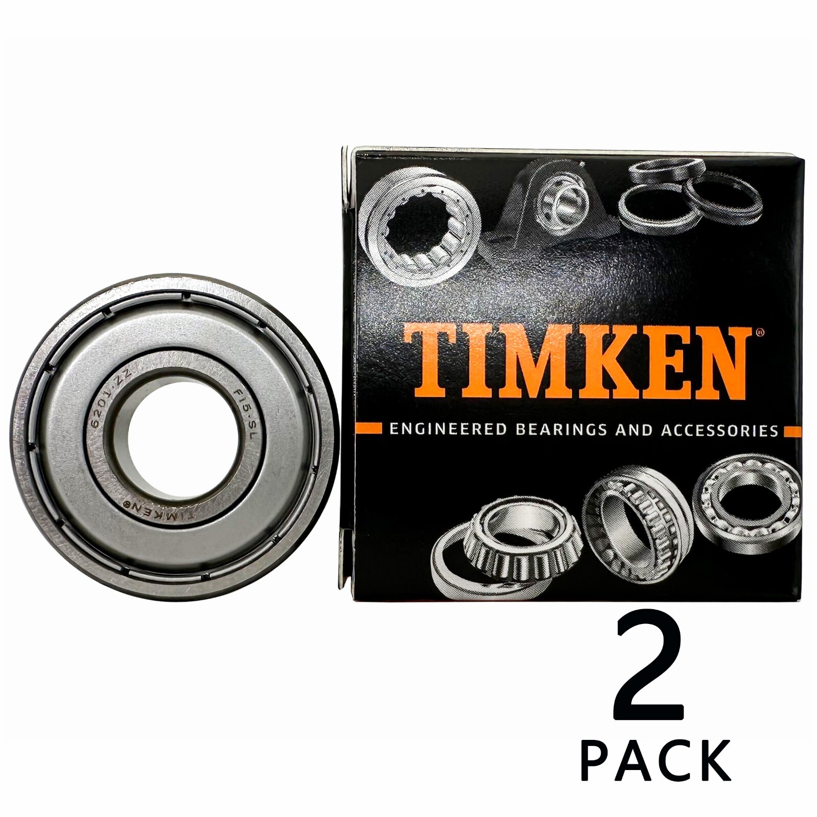 2PACK USA Brand TIMKEN 6201-ZZ 12X32X10MM Double Metal Seal Ball Bearings 6201Z
