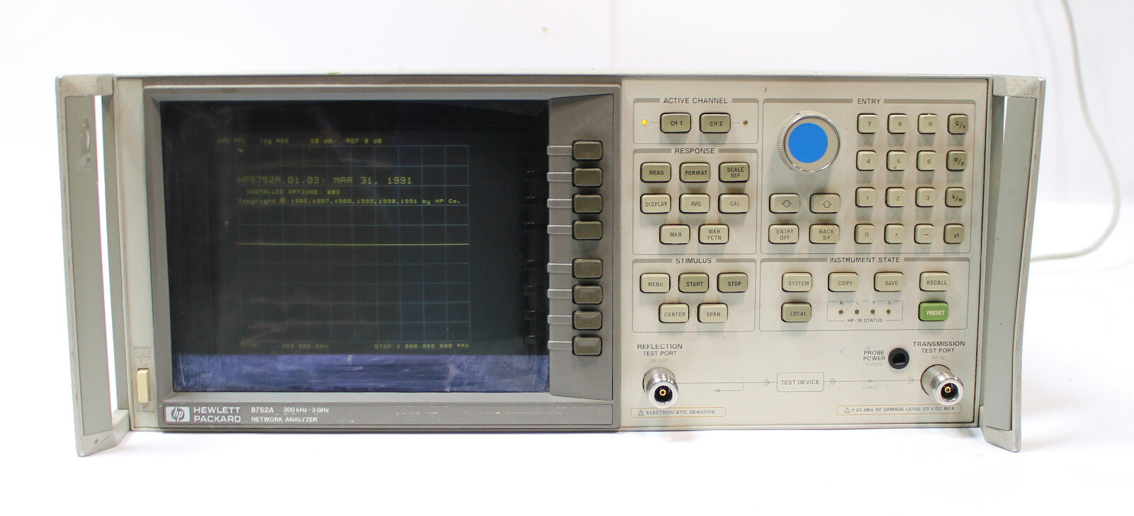 HP / Agilent 8752A RF Network Analyzer 300 kHz to 3 GHz with Option 003