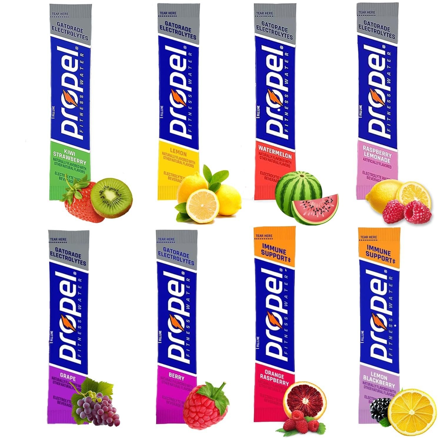 Powder Packets, Total 40 Sticks 8 Different Flavors Sampler Packets with...