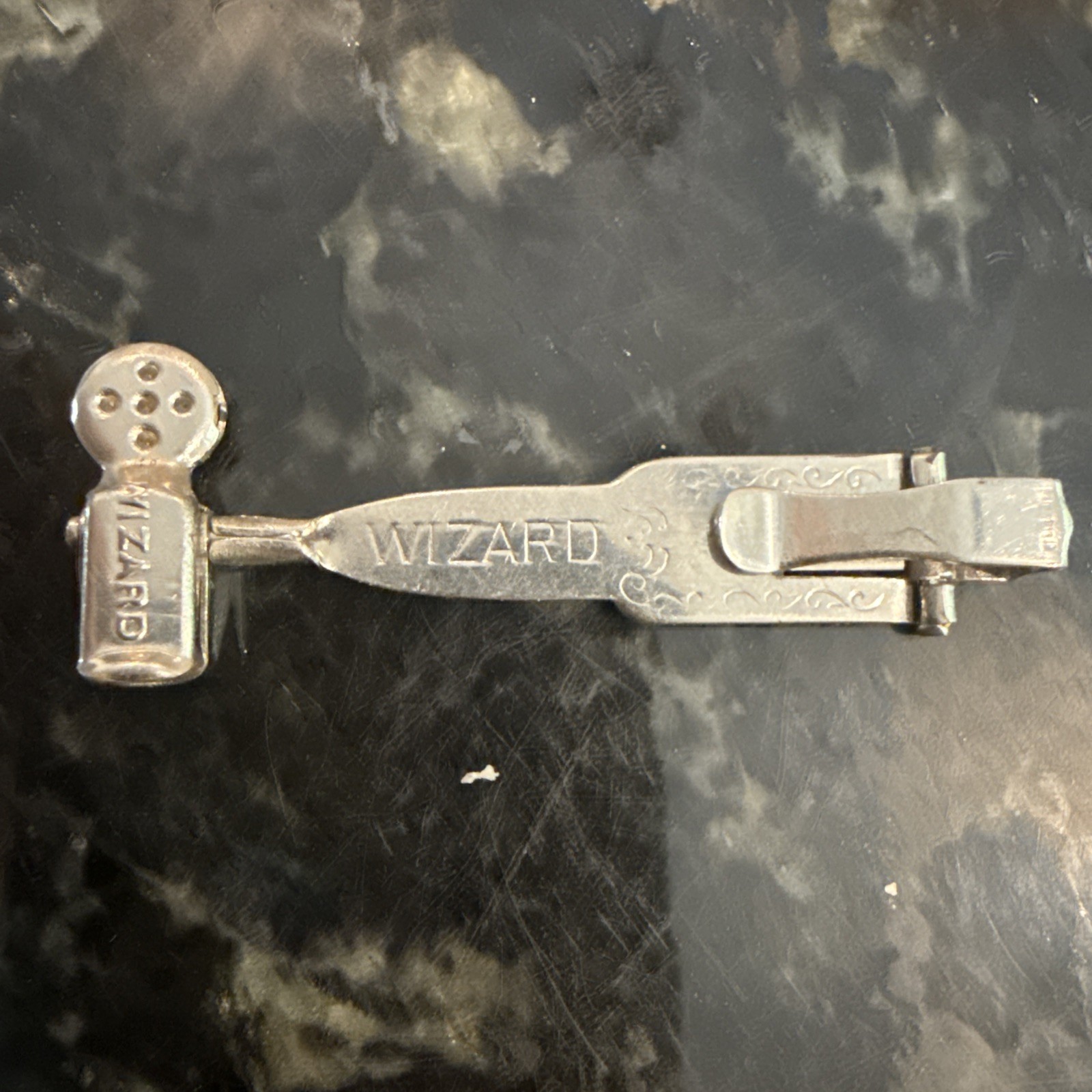 Vintage WIZARD Metal Cuff Clip For  Gamblers Or Magic