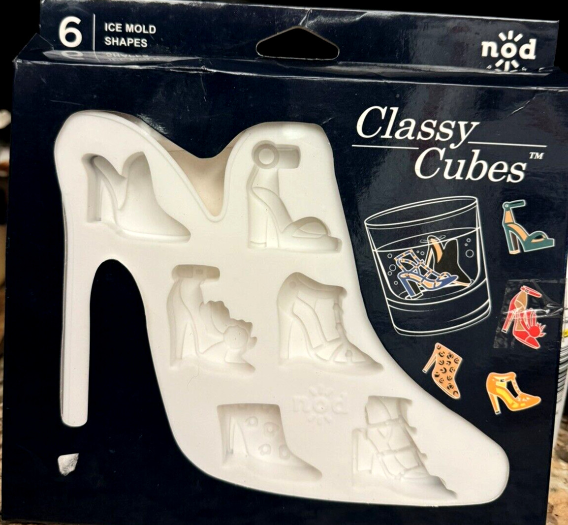 CLASSY CUBES SEXY SHOES 1 Set Nod 6 Ice Mold Shapes New All Different 1.5"