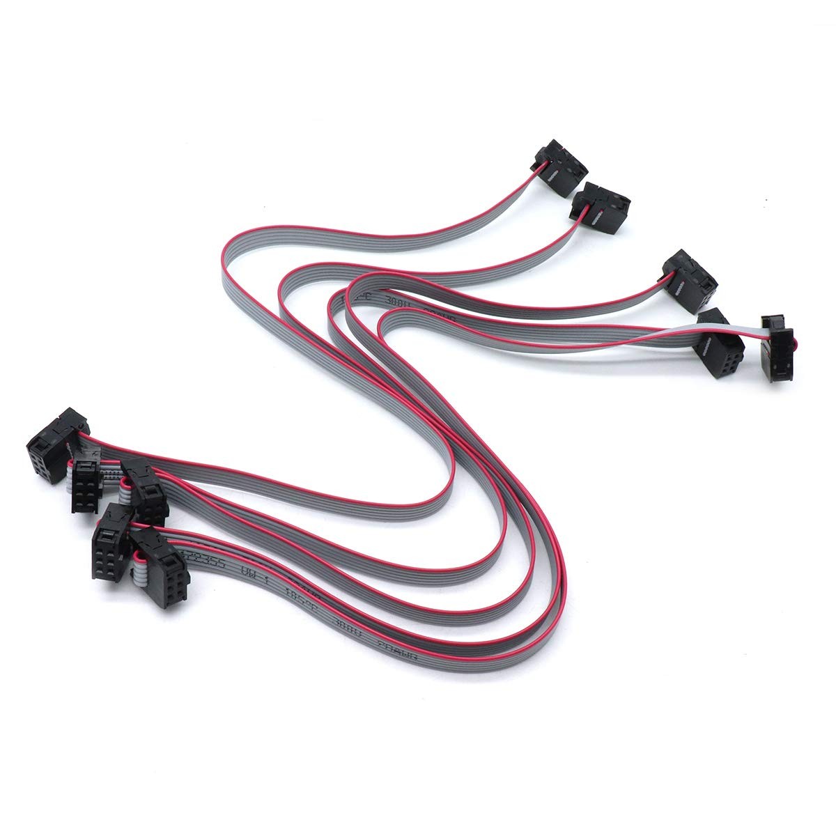 5 PCS 30cm 6-Pin F/F IDC Connector Flat Ribbon Data Cable with FC 2.54mm Pitch