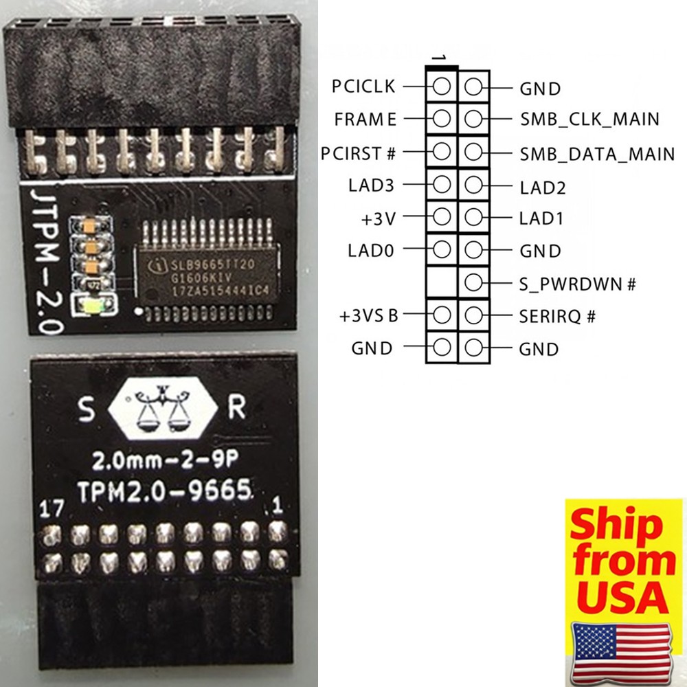 TPM 2.0 Security Module 18-Pin for ASRock Motherboard Trusted Platform Module