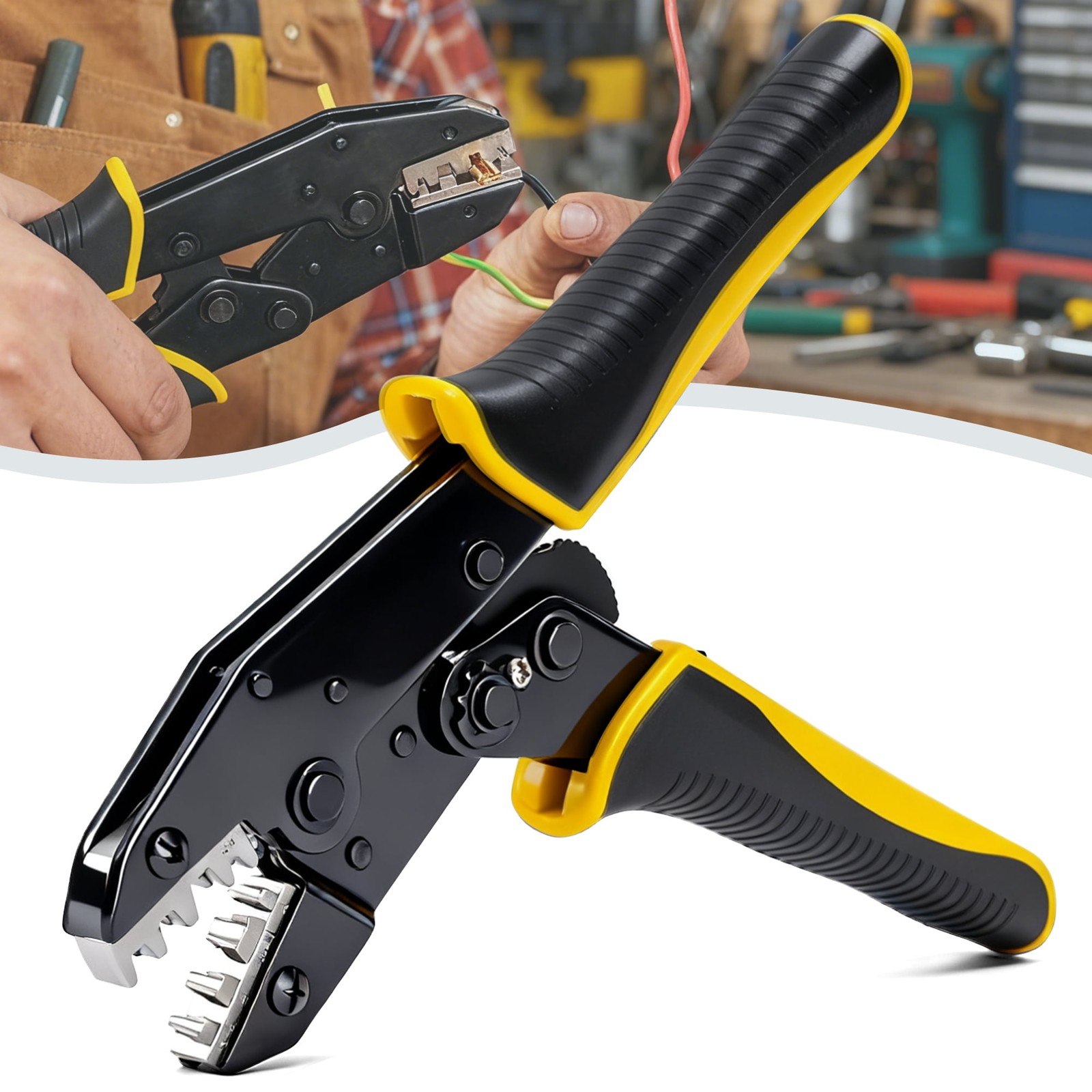 Deli Crimping Tool for Non-Insulated Open Barrel AWG 20-10 Wire Terminal Crimper