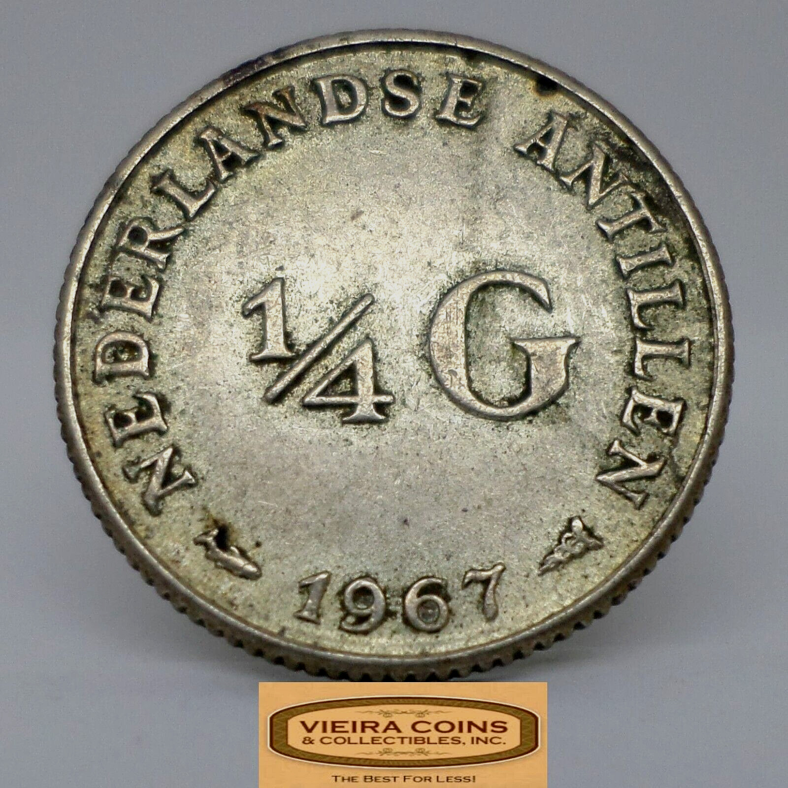 1967 Netherlands Antillen Silver 1/4 Gulden - #C32294NQ