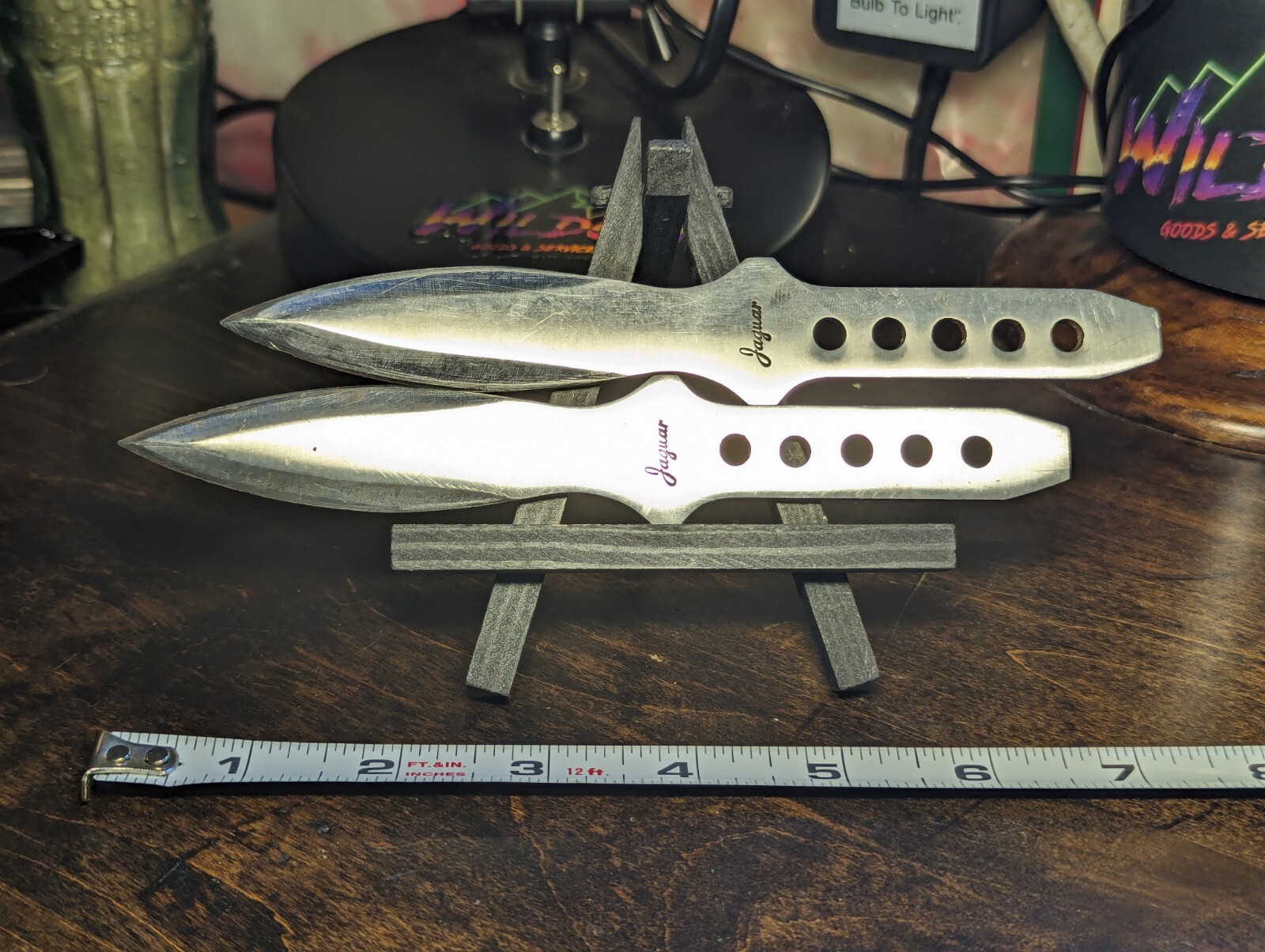 JAGUAR Throwing Knife Pair (2) 7" Knives 2.5 oz. each -Stainless Steel- Vintage