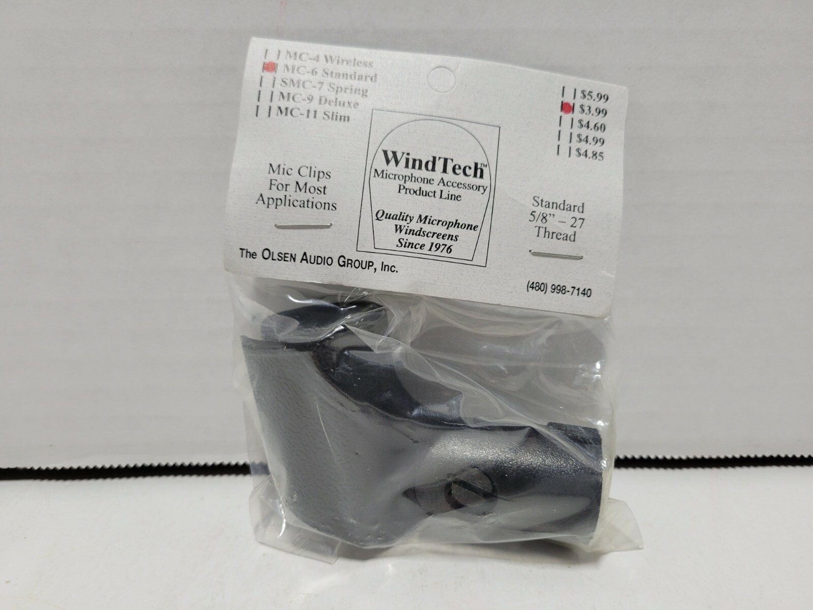 Windtech MC-6 Standard Microphone Stand Clip 5/8"-27 Thread