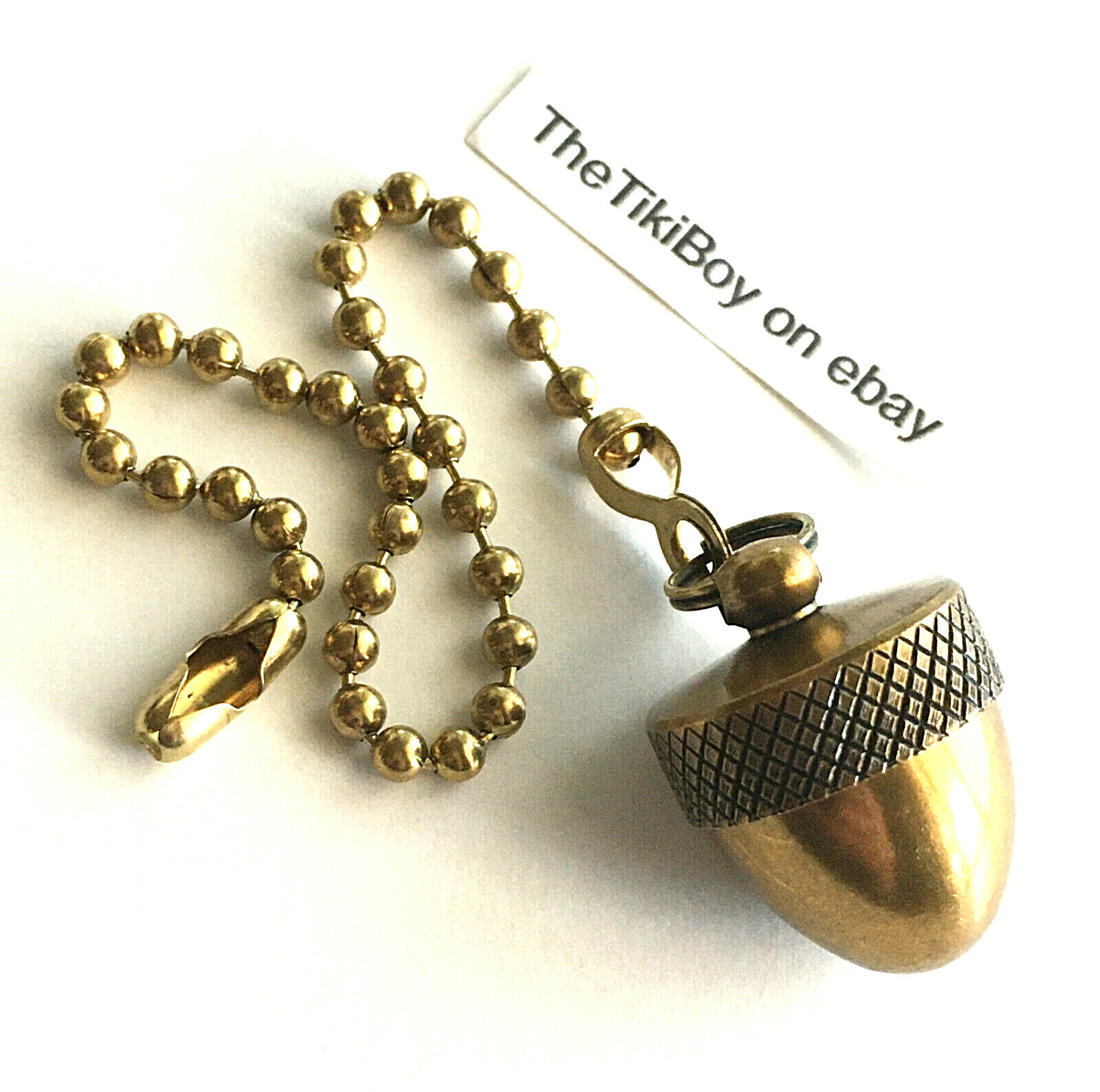 Brass Acorn Ceiling Fan Pull Ball Chain Light Pull NEW Opens Unscrew Cap