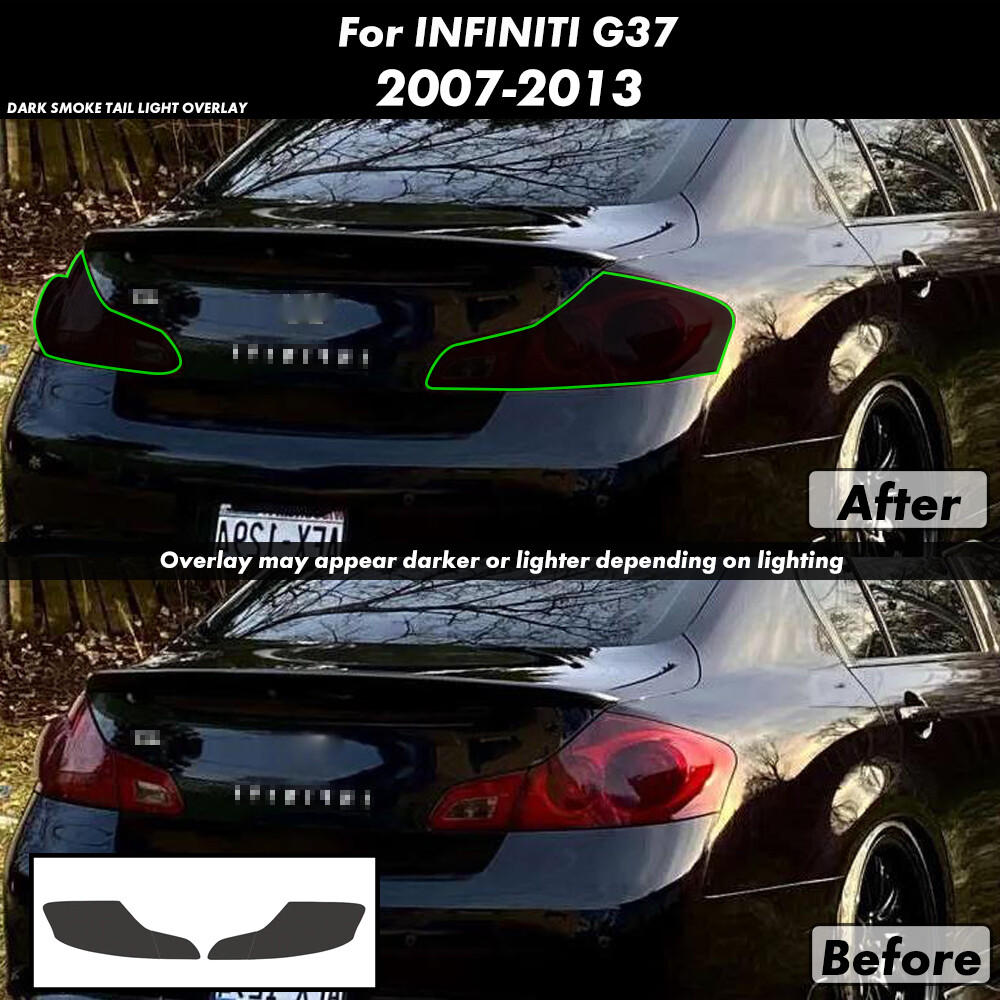 For INFINITI G37 2007-13 Sedan SMOKE Rear Tail Light Decals Overlays Vinyl Tint