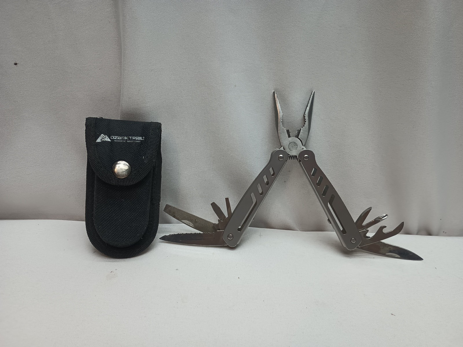 Ozark Trail Multi Tool Pliers Knife Screwdrivers w/ Nylon Belt Pouch
