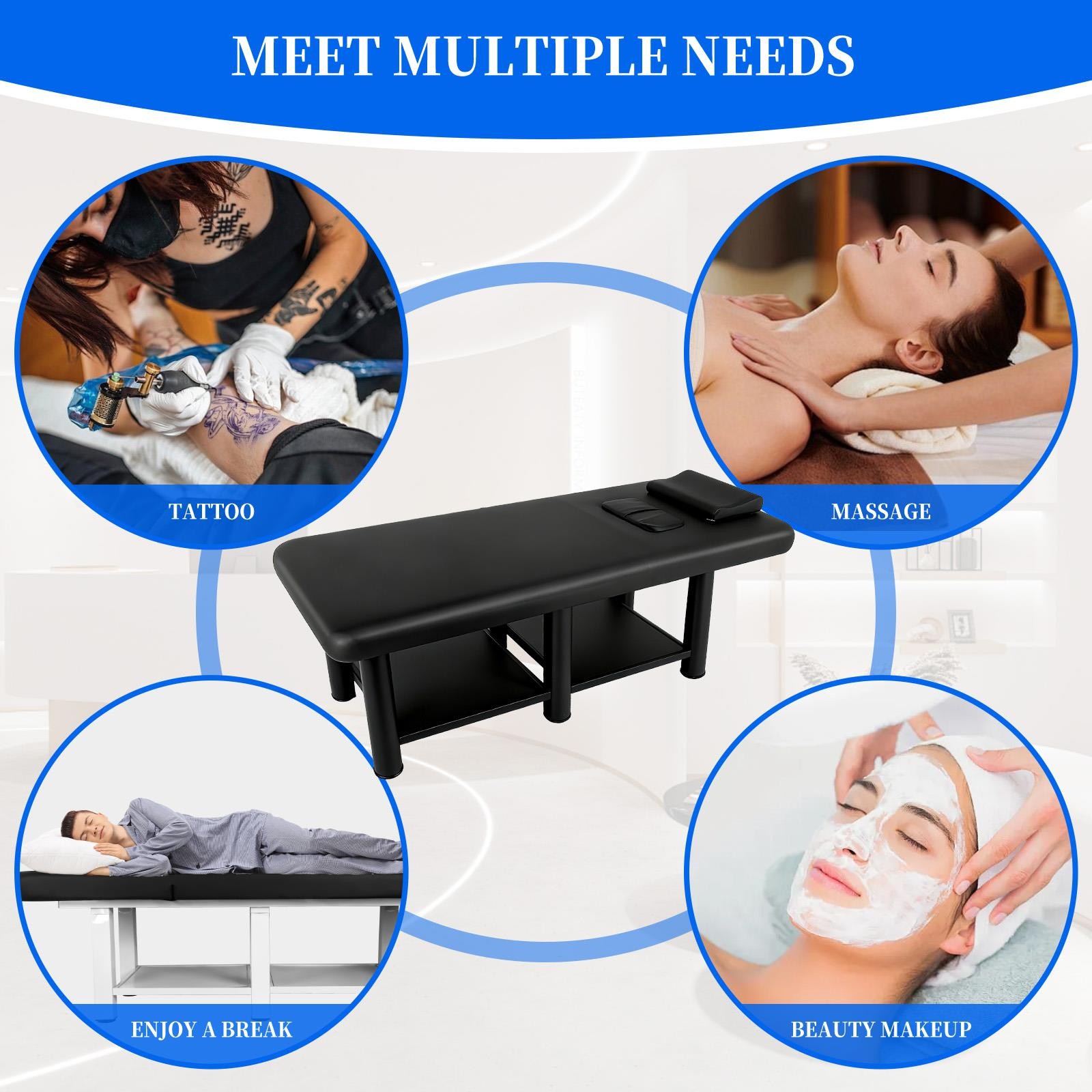 Waterproof Massage Table Height Adjustable with 0-45° Adjustable Backrest
