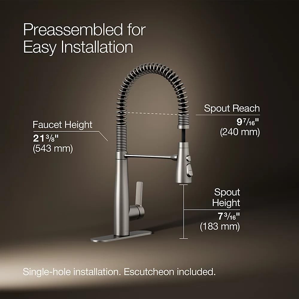 Kohler Vind Semi-Professional Pull-down Kitchen Sink Faucet Vibrant Stainless