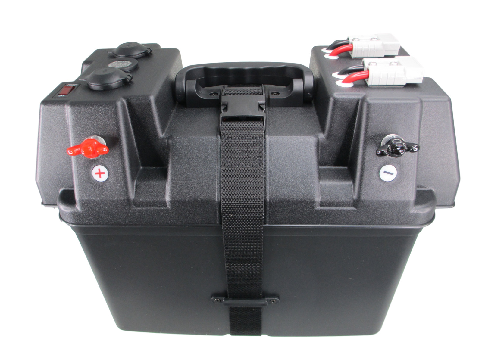 Pactrade Marine Battery Box Dual USB Power Voltmeter Sockets Anderson Connector