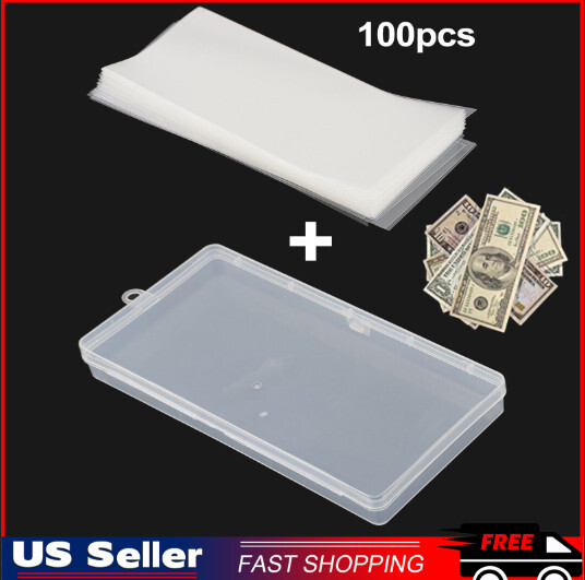 100Pcs Dollar Bill Holder Storage Money Case Clear Paper Sleeves Protector Bag