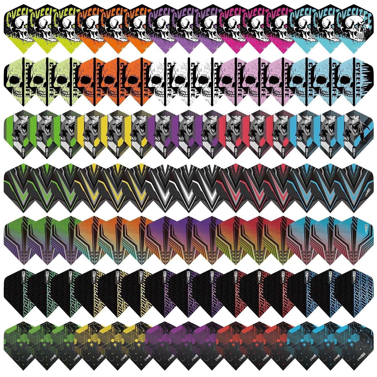 CyeeLife Standard Dart Flights 90 Pcs Durable PET Replacement Wings