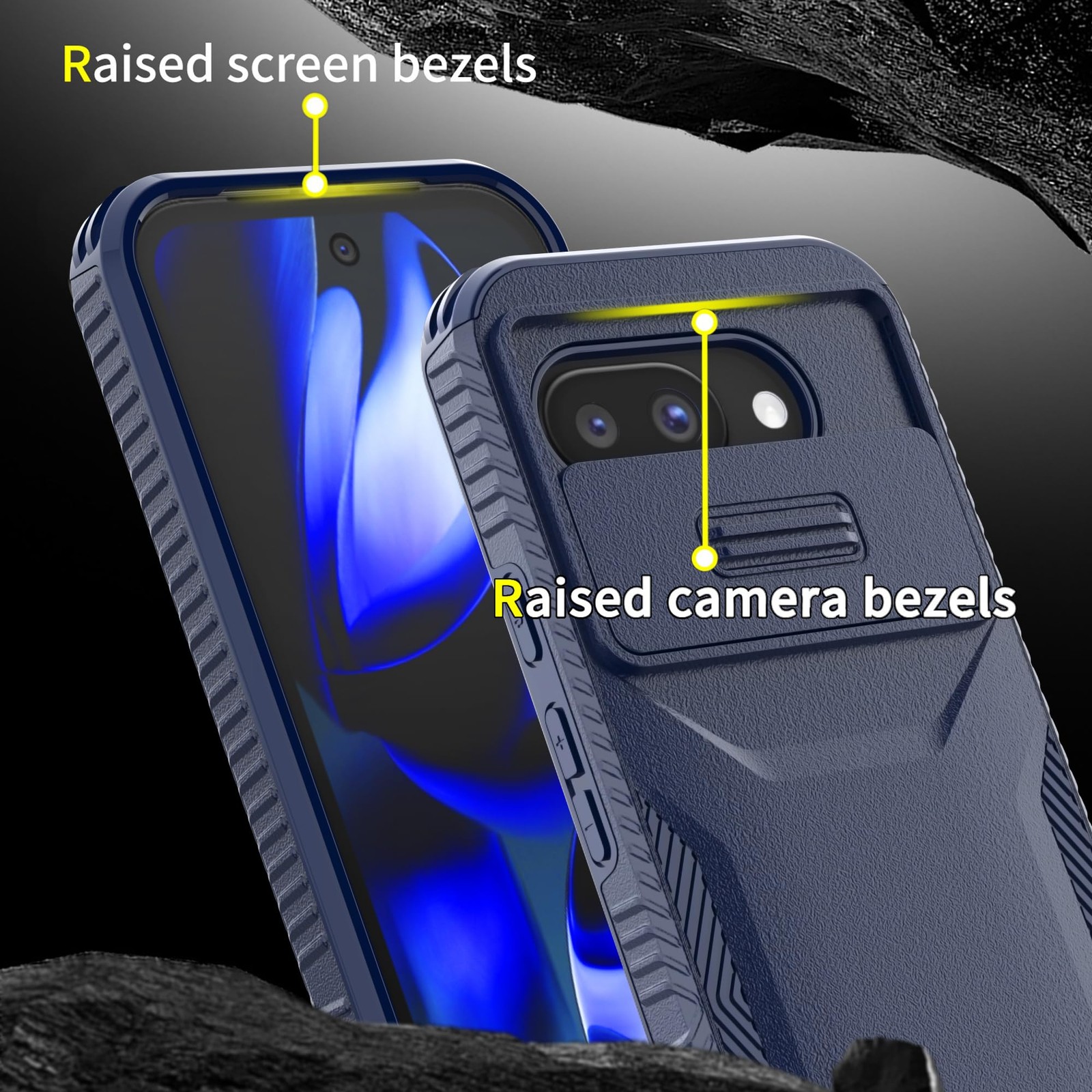 Google Pixel 9A Case Rugged Shockproof Slide Camera Cover with Screen Protector