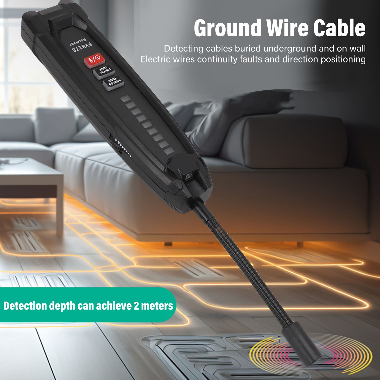 Underground Wire Locator Digital Analog Buried Wire Tracer Cable Break Detector