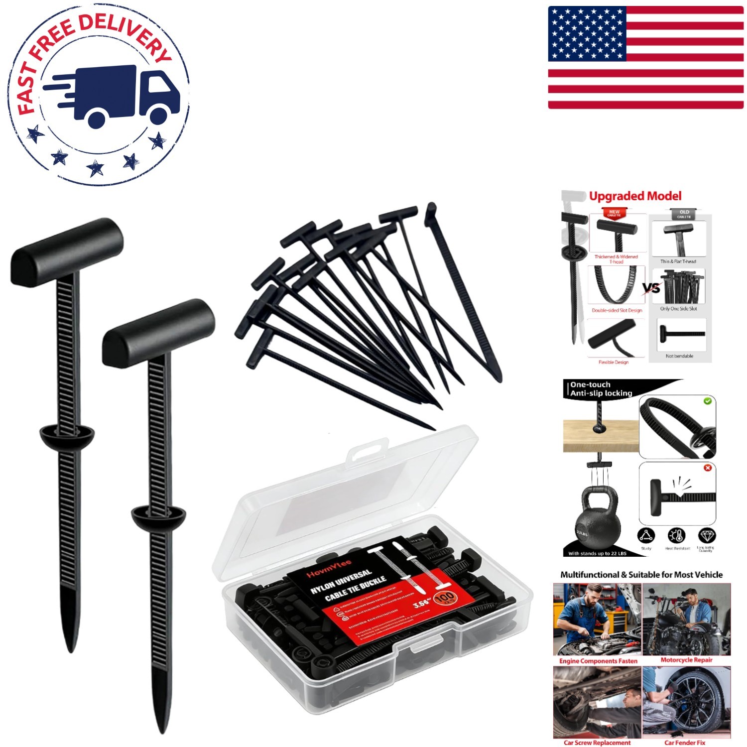 Upgrade Nylon Universal Cable Tie Set - 200pcs Anti-Slip and UV Resistant