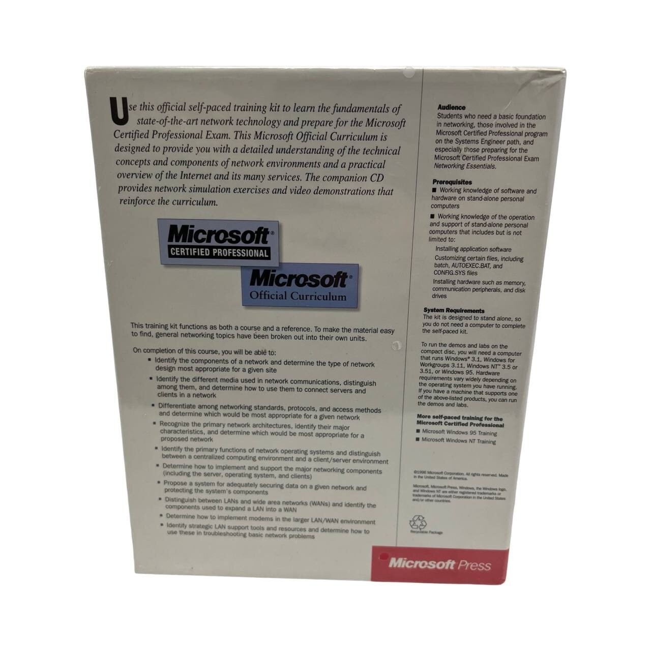 NEW Microsoft Networking Essentials 1996 1st Edition Book & CD Sealed!