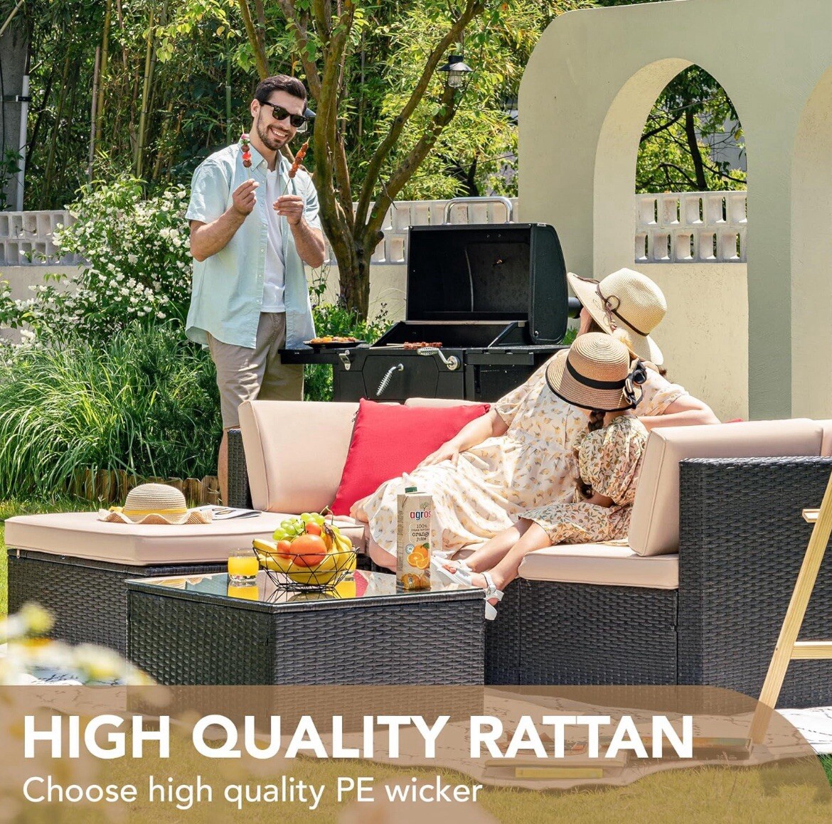 DEVOKO 5 PEICE ALL WEATHER OUTDOOR FURNITURE SET