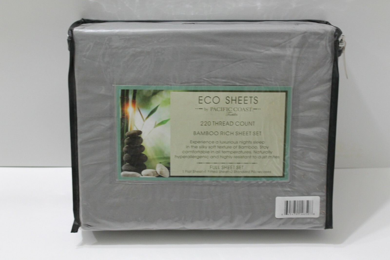 ECO SHEETS 4 Piece Bamboo Rich FULL Size Sheet Set with 220 Thread Count Grey
