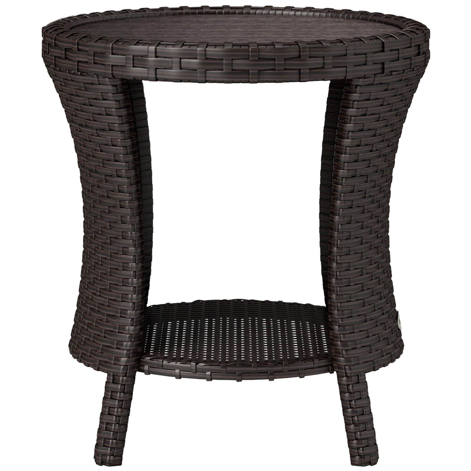 18 Wicker Outdoor Coffee Table, PE Rattan Patio ,Composite Wood Top, Mixed Brown