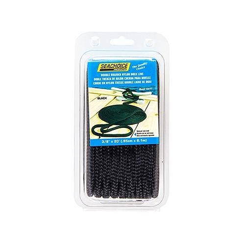 Seachoice Double Braid Nylon Dock Line Black 3/8" x 25'