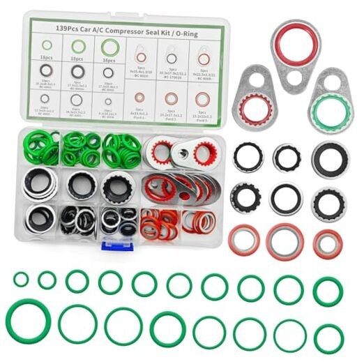 139PCS AC O Ring Kit, O Ring Assortment Kit, Automotive Replacement Air