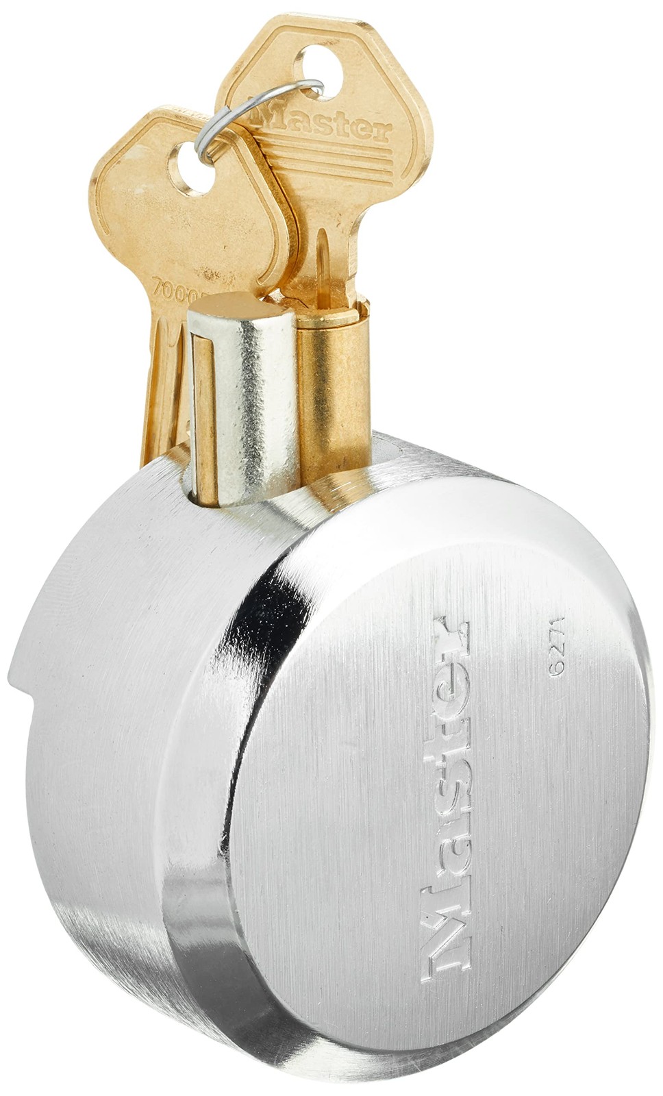 MASTER LOCK Keyed Padlock 1-23/32" Round Silver Boron Shackle Weather Resistant