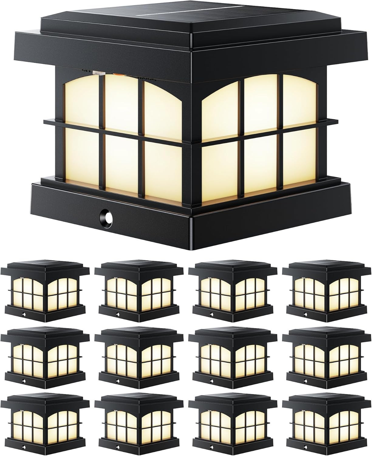 Solar Post Cap Lights 12-Pack Fence Outdoor Waterproof Garden Deck Patio Decor
