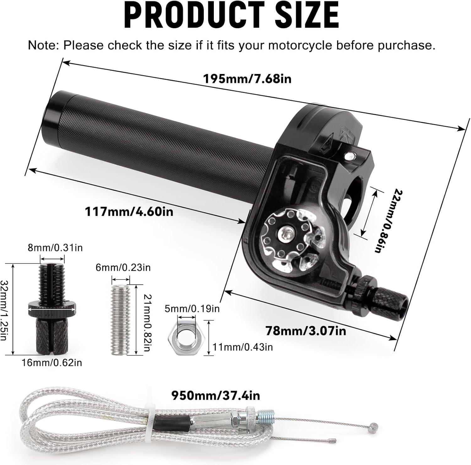 Mini Bike Throttle Kit Universal 7/8" 22Mm CNC Quick Action Twist Throttle with