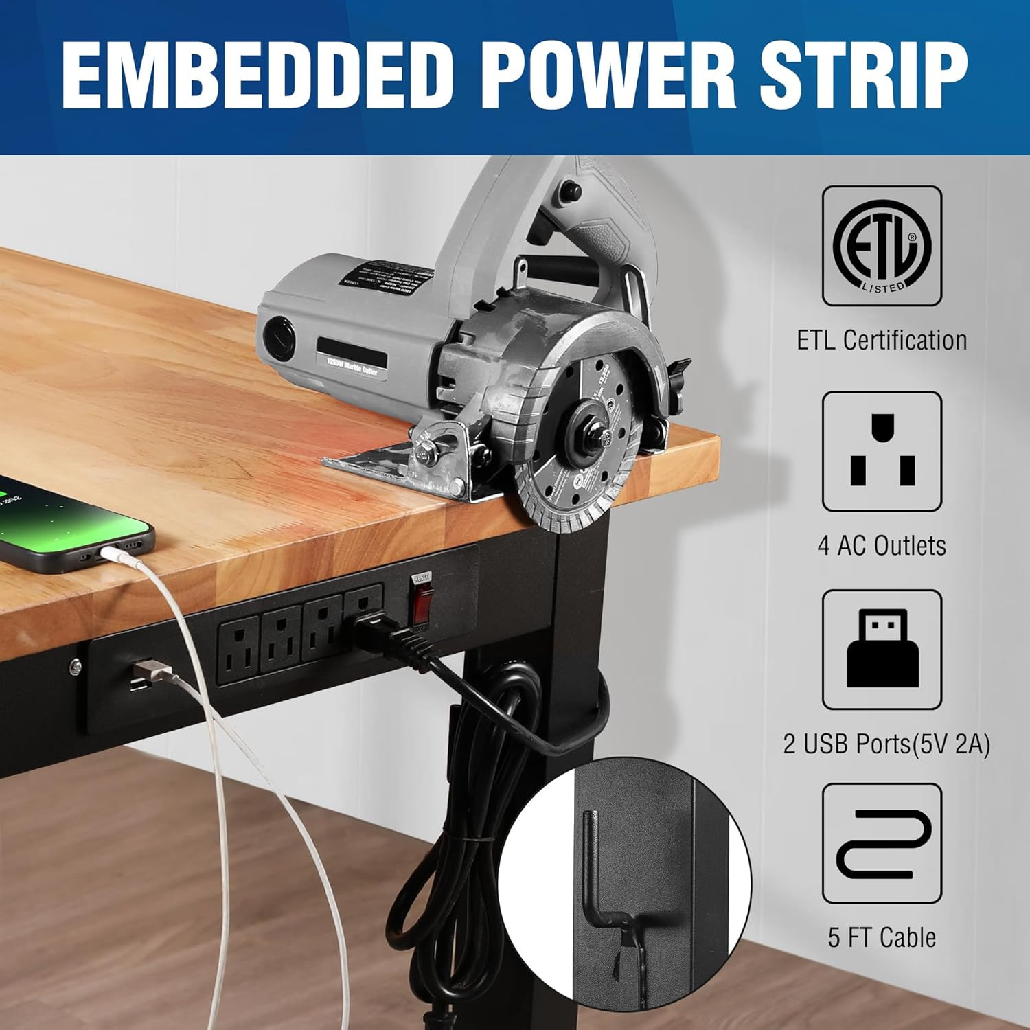 WORKPRO Adjustable Garage Workbench, 48"X22" Rubber Wood Top Heavy-Duty Work Des