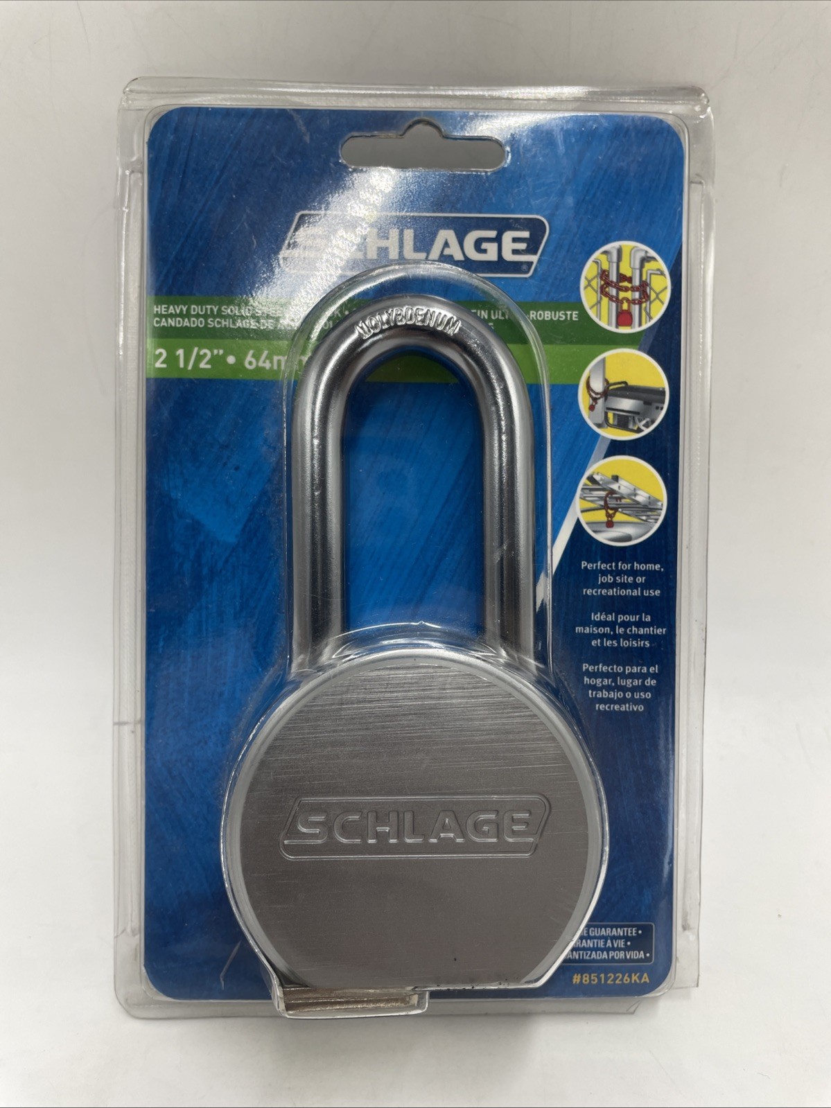 Schlage Padlock Heavy Duty Solid Steel 2.5" 64mm (Model 851226)