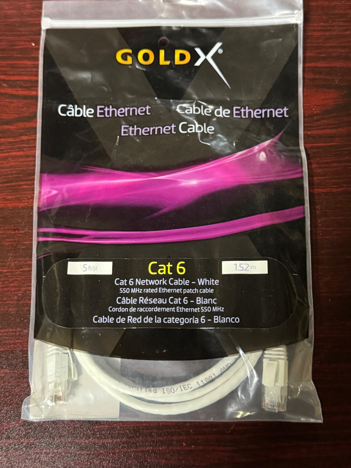GoldX Cat 6 Ethernet Cable 5ft White RJ45 550MHz Network Patch Cable Sealed